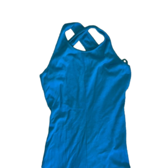 Nwot size 8 Geary Roark Kamisato cyan blue open back dress that crosses in back - Picture 2 of 4